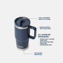 Infografia do copo de viagem com palhinha YETI Rambler