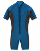 Traje corto Billabong Absolute 2/2 de manga corta en azul y gris, vista trasera con cremallera en la espalda