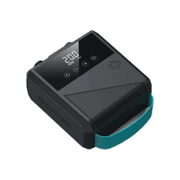 Duotone Lazepump electric pump in dark grey and turquoise with digital display
