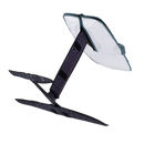 Duotone Boardbag Single Foil 2027 infilata sulla tavola con l'albero del foil montato, vista dal basso a destra