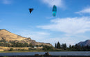 Rider doing a big air jump with the Duotone Rebel D/LAB 2026 kite in the Columbia River Gorge, Oregon