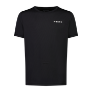 T-shirt technique North Horizon Quick Dry 2026 noir vu de face, avec logo NORTH blanc et ouverture pour le crochet du harnais