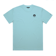 North Origin Tee 2027 T-shirt in water blue, front view, with small North logo on the chest