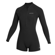 Combinaison Mystic Lunar Longarm Shorty 2/2mm Fzip femme, coloris noir