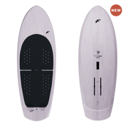 F-ONE Rocket Wing Crossover Carbon board in light grey, deck and bottom view