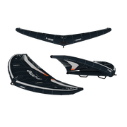 F-ONE Strike V5 wing in Onyx seen from above, front and side