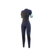 Muta Mystic Brand Shortarm 3/2mm Bzip Flatlock da donna, colore blu notte